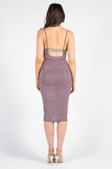 Livvy Rhinestone Back Shimmer Midi Dress
