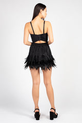 LoveGame Feather Trim Mini Skirt