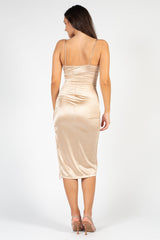 Aveline Tulip Bottom Satin Midi Dress