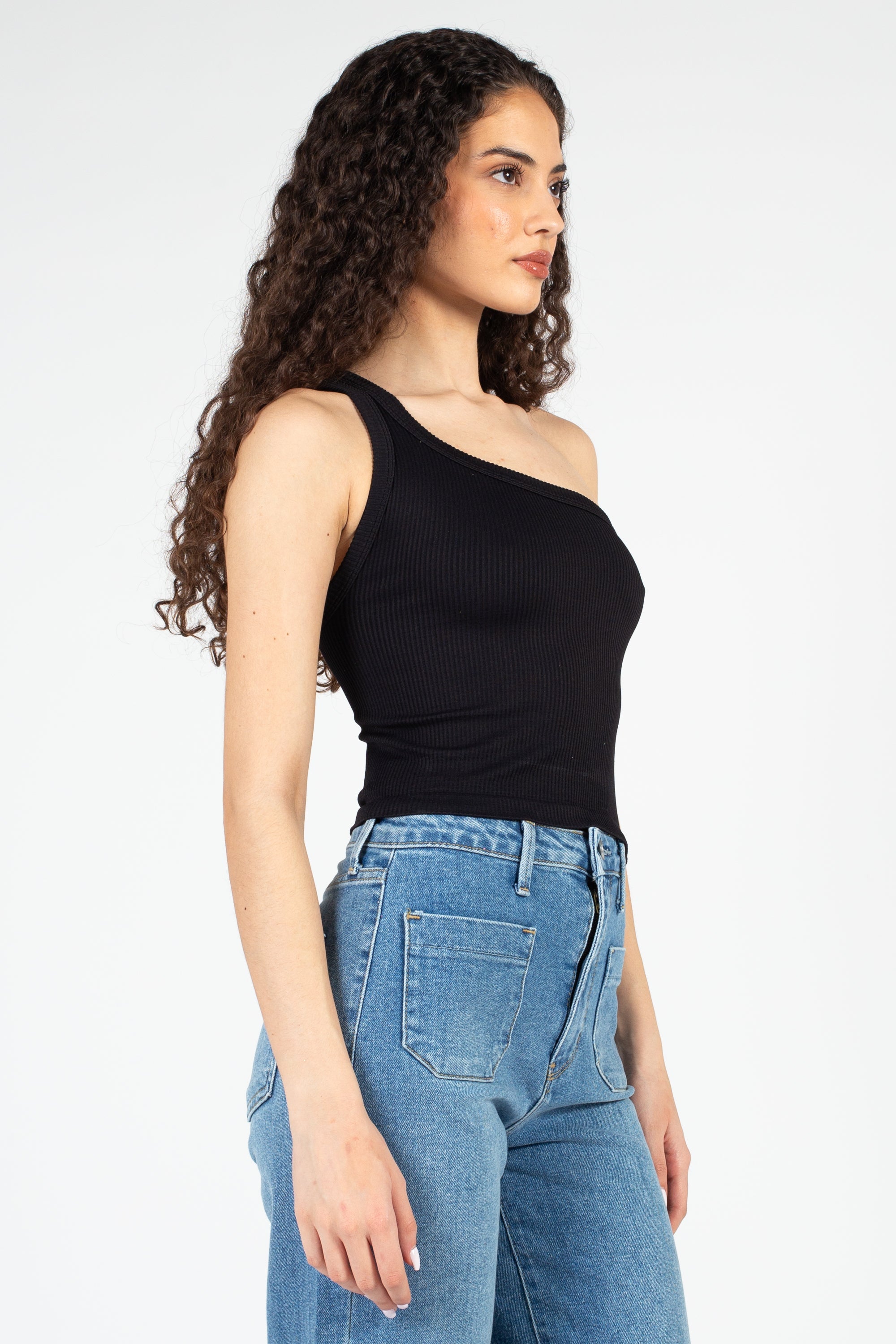 Nikibiki Ribbed One Shoulder Crop Top