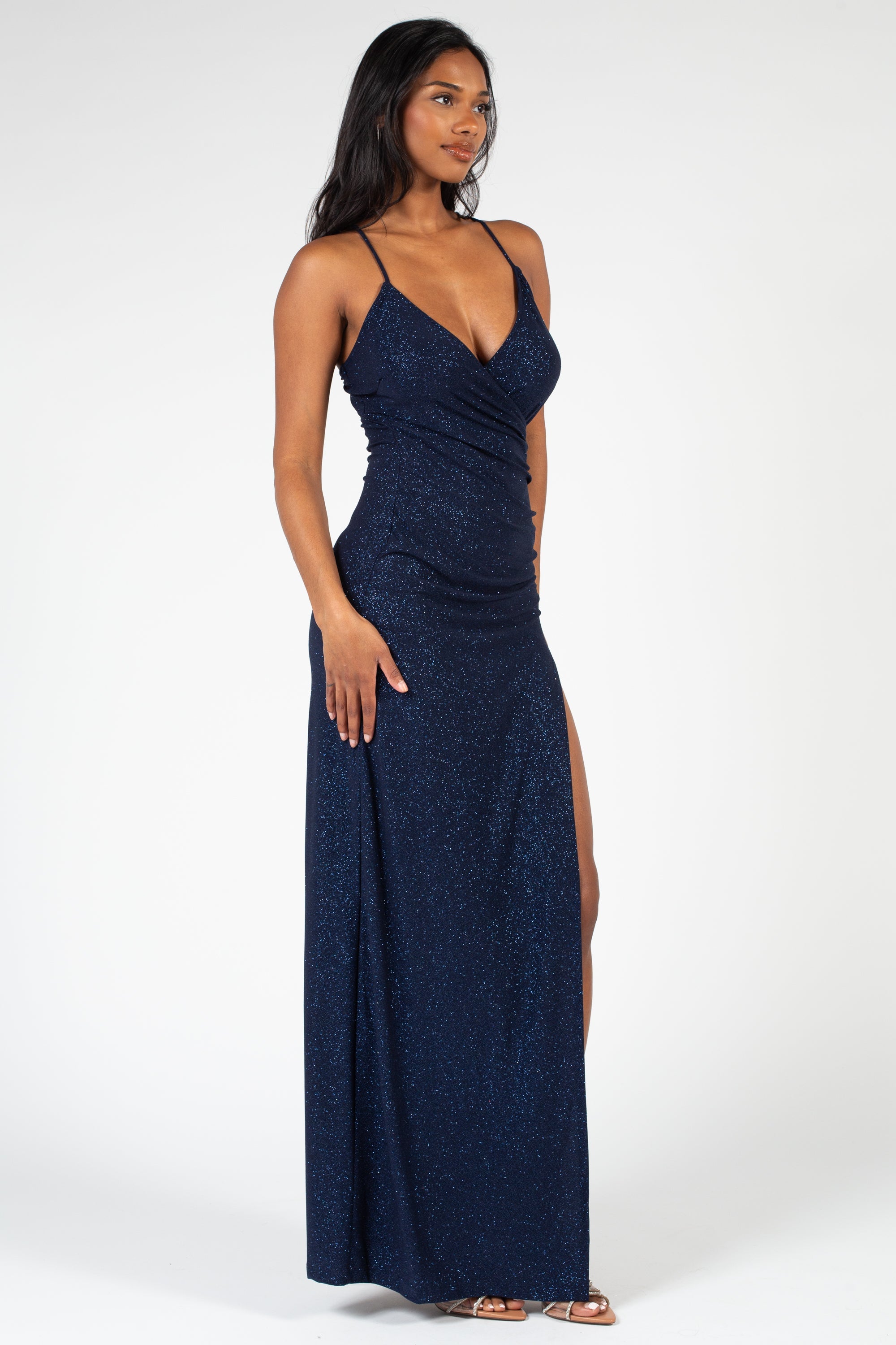 Alena High Slit Glitter Maxi Dress