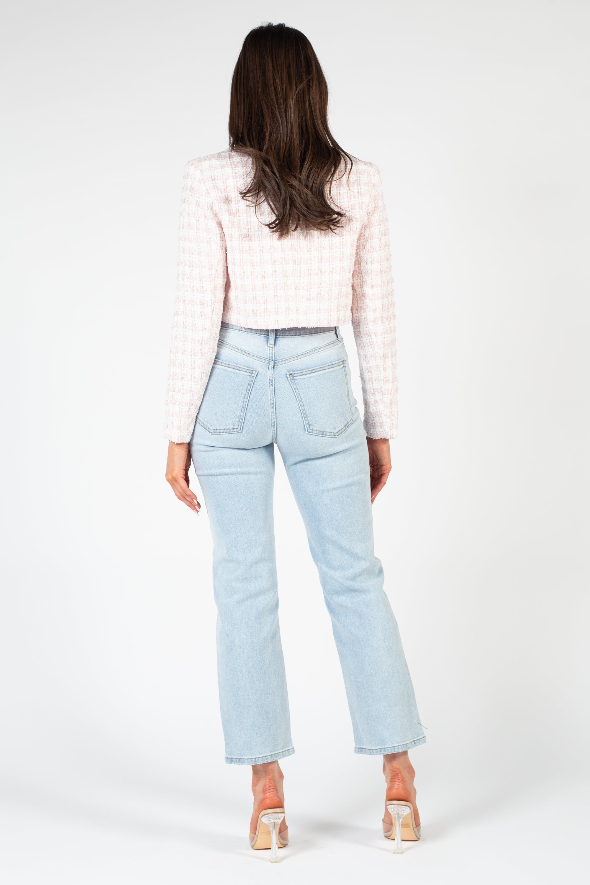 Althea Jewel Button Tweed Crop Blazer