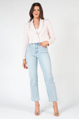 Althea Jewel Button Tweed Crop Blazer