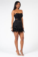 Tracy Pearl Embellished Mesh Bustier