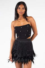 Tracy Pearl Embellished Mesh Bustier