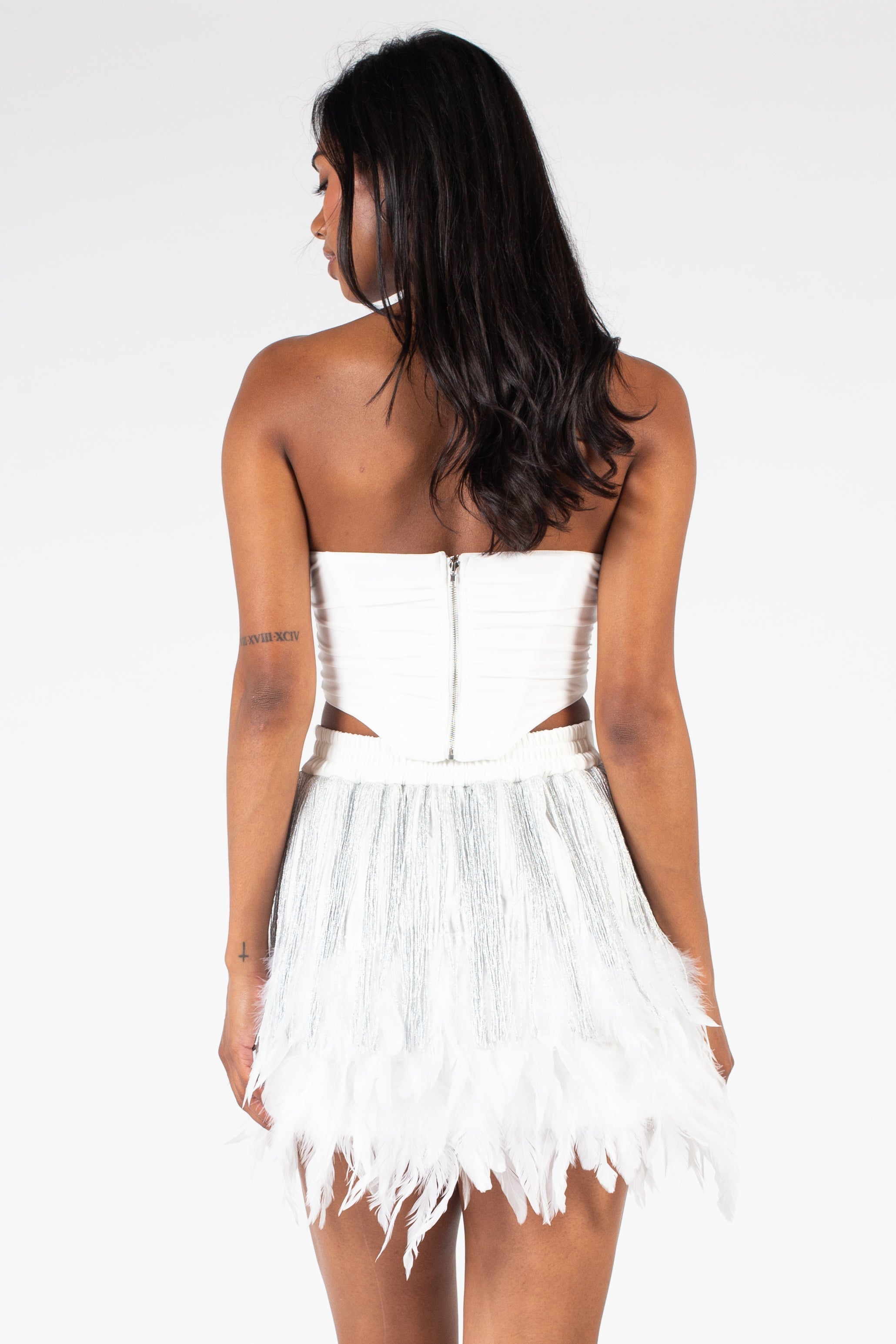 Tracy Pearl Embellished Mesh Bustier