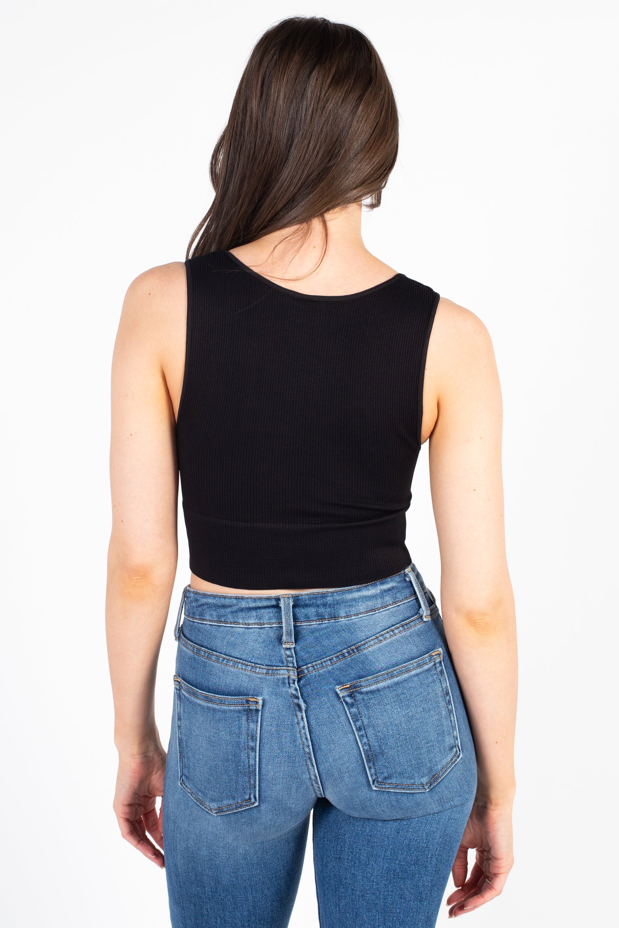 Nikibiki Ribbed Deep V Tank Top