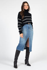 Ambrielle Turtleneck Stripe Sweater