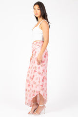 Rosaline Asymmetrical Ruched Floral Skirt