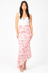 Rosaline Asymmetrical Ruched Floral Skirt