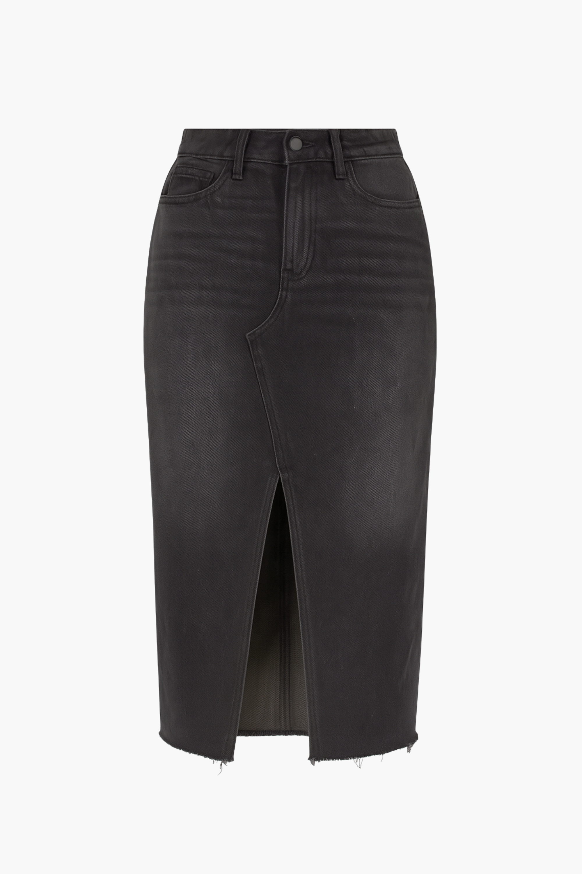 Just Black Denim Open Slit Midi Skirt