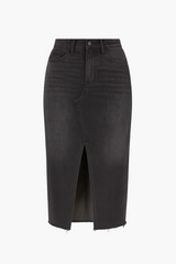 Just Black Denim Open Slit Midi Skirt