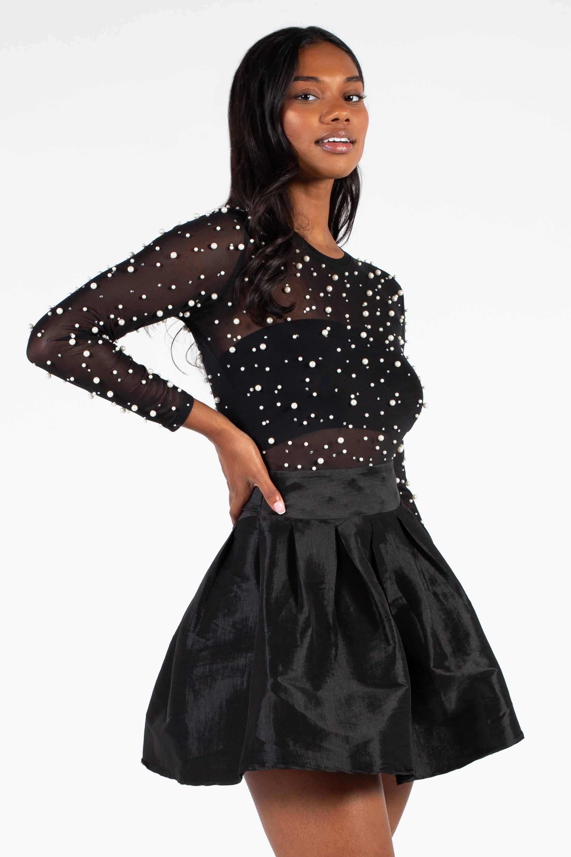 Electric Kiss Tie Waist Taffeta Mini Skirt
