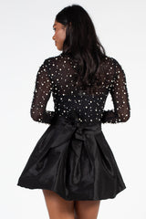 Electric Kiss Tie Waist Taffeta Mini Skirt