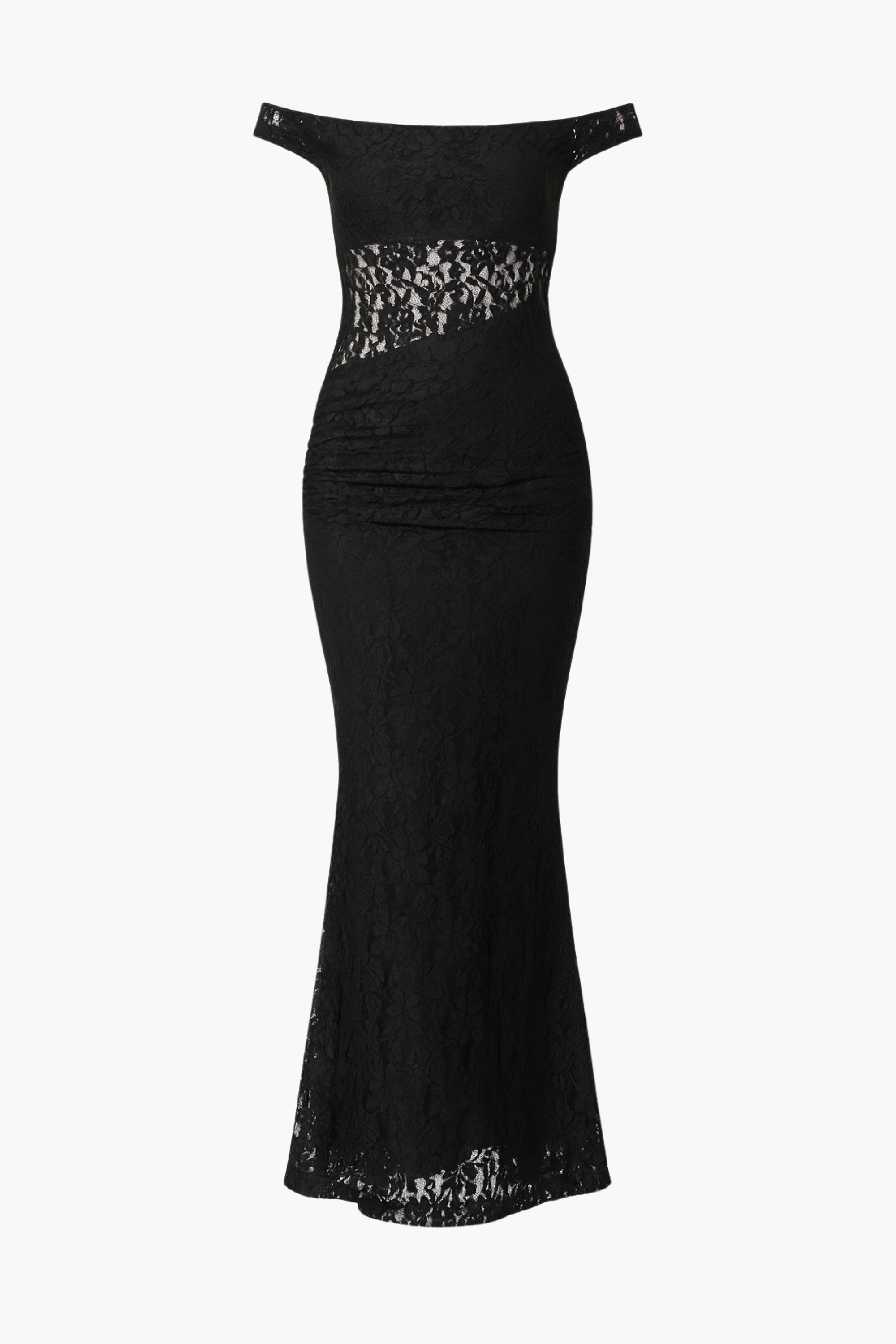 Viviette Off-The-Shoulder Lace Midi Dress