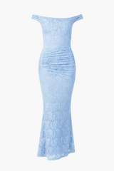 Viviette Off-The-Shoulder Lace Midi Dress