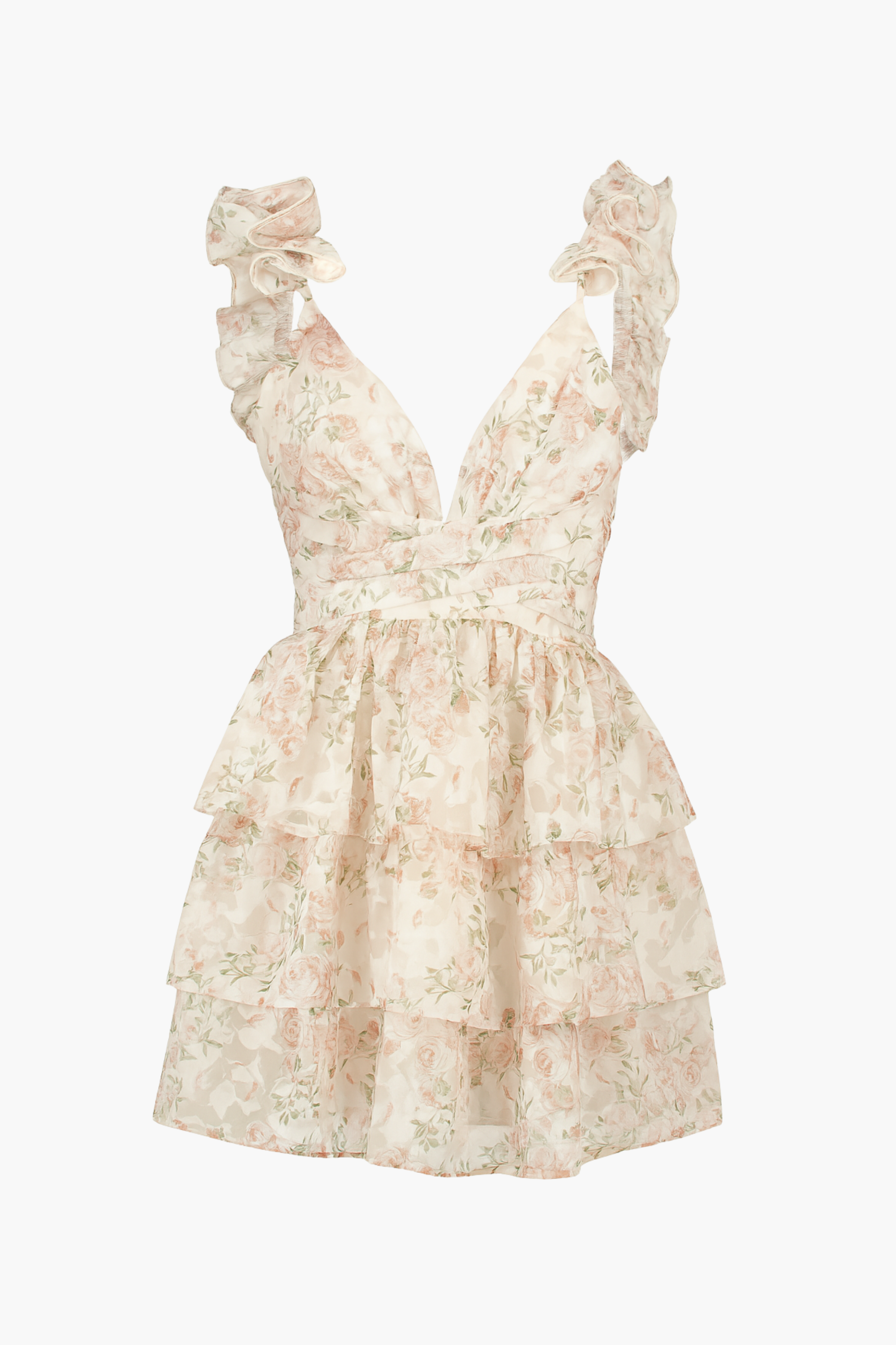 Dahlia Ruffle Floral Strappy Mini Dress