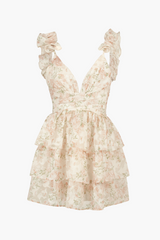 Dahlia Ruffle Floral Strappy Mini Dress