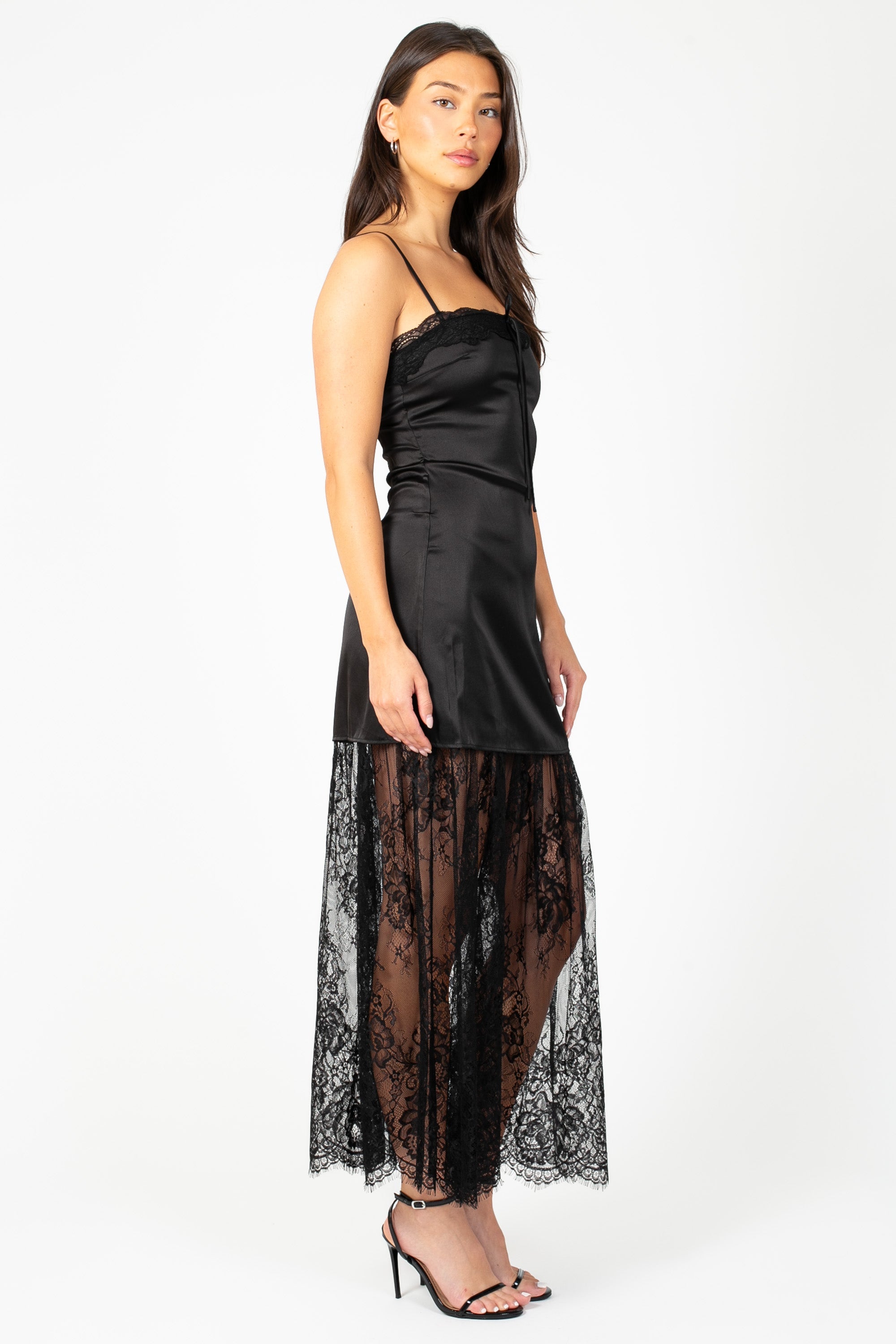 Orielle Satin Lace Maxi Dress