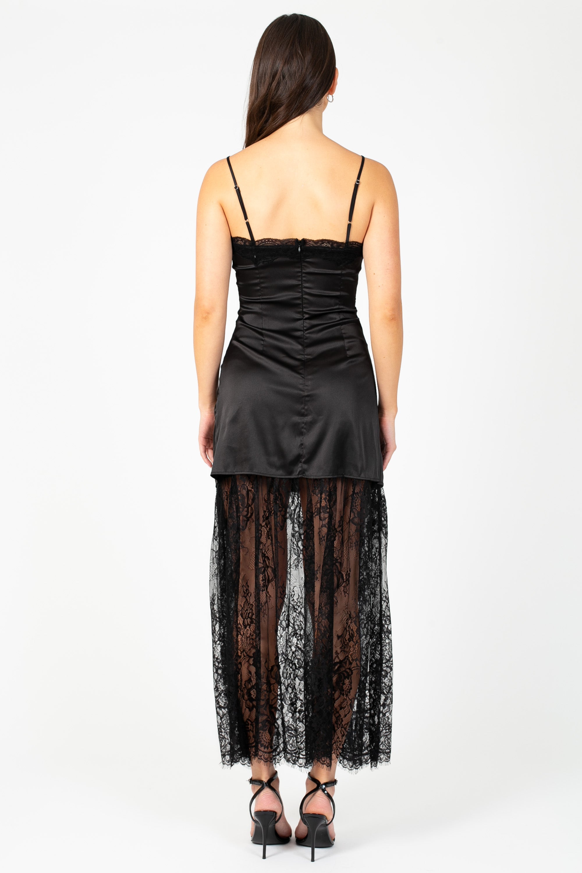 Orielle Satin Lace Maxi Dress