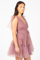 Alba Pearl Embellished Tulle Mini Dress