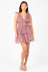 Alba Pearl Embellished Tulle Mini Dress