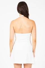 Shadow Star Jewel Bow Halter Mini Dress