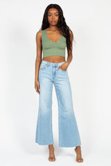 Nikibiki Ribbed Deep V Tank Top