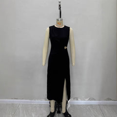 Solid color long skirt split skirt