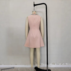 Light pink sleeveless bead dress neckline bright diamond dress
