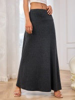 Knitted solid color skirt
