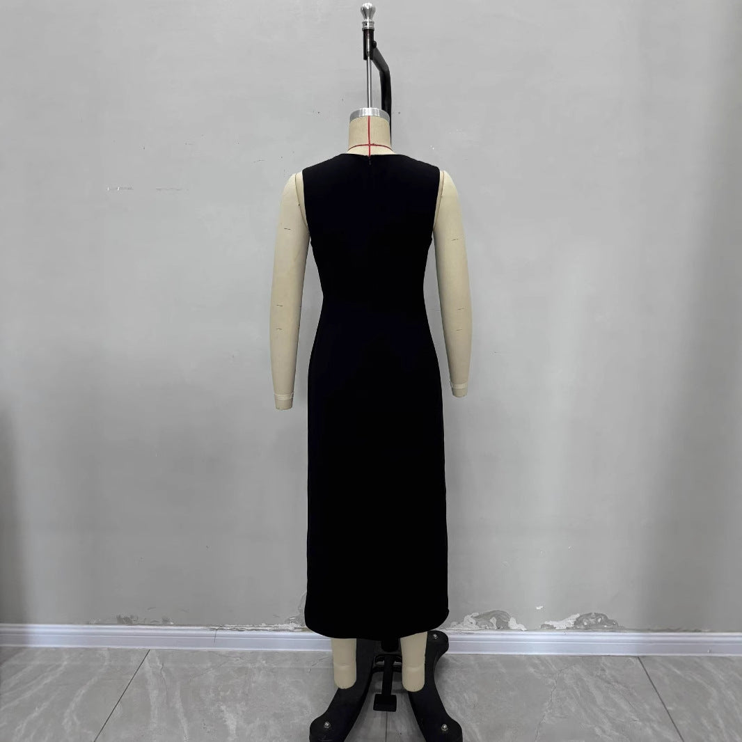 Solid color long skirt split skirt