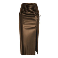 Hip wrap one-step skirt split leather skirt skirt PU leather