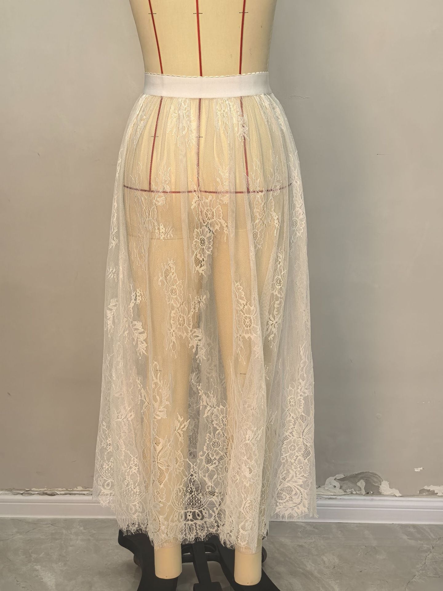 Dark gothic lace see-through skirt long dress