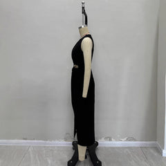 Solid color long skirt split skirt
