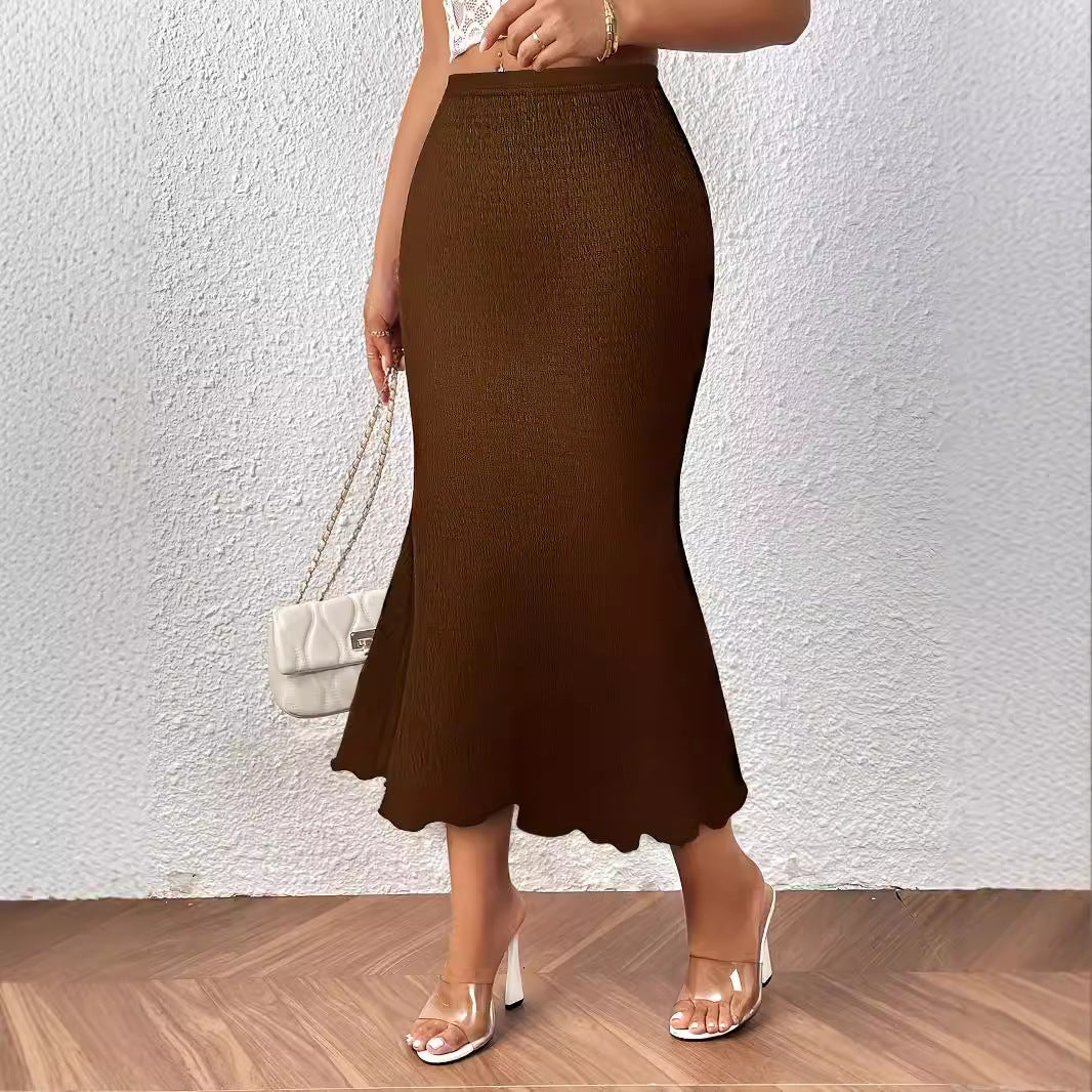 Knitted jacquard elastic hip-wrapped fishtail skirt skirt
