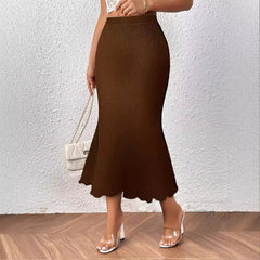 Knitted jacquard elastic hip-wrapped fishtail skirt skirt
