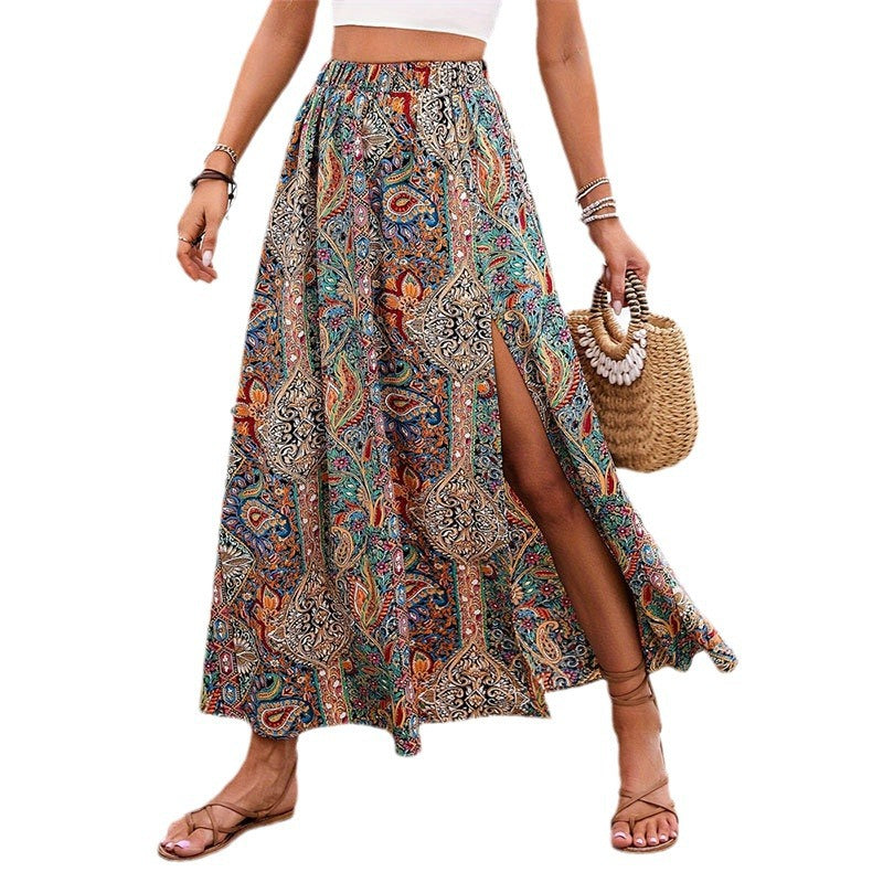 Personalized printed slit a skirt