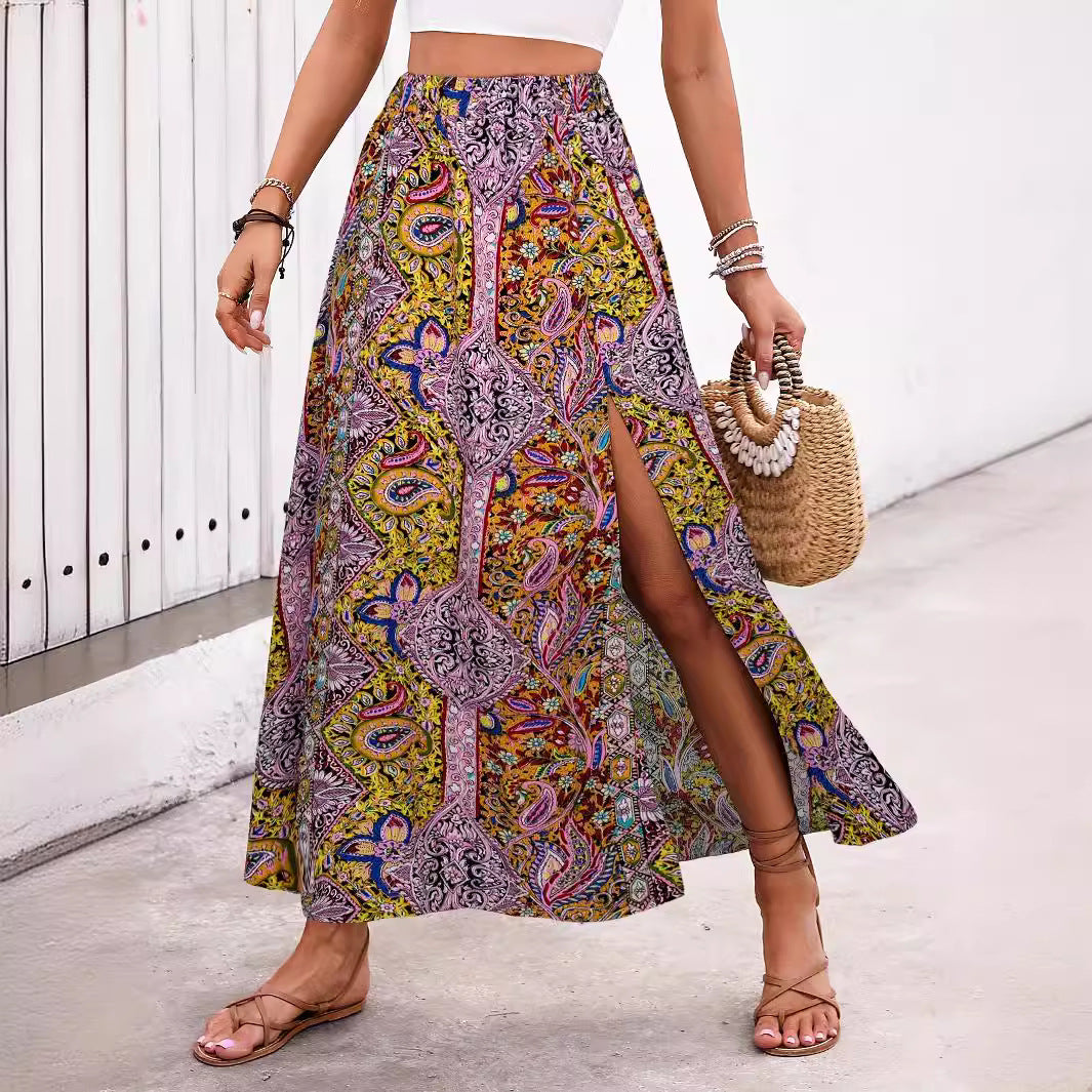 Personalized printed slit a skirt