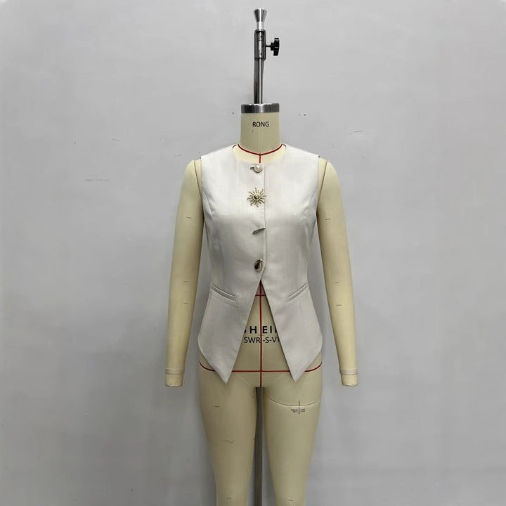 Solid color sleeveless temperament vest vest