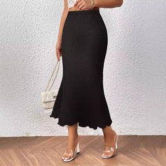 Knitted jacquard elastic hip-wrapped fishtail skirt skirt