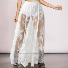 Dark gothic lace see-through skirt long dress