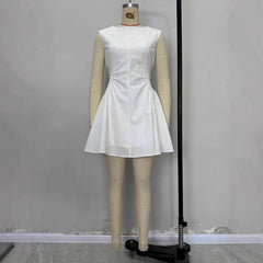 Solid color versatile one-word collar dress