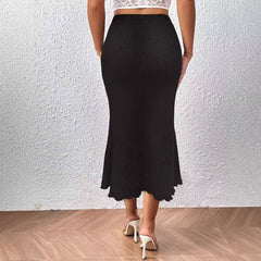 Knitted jacquard elastic hip-wrapped fishtail skirt skirt