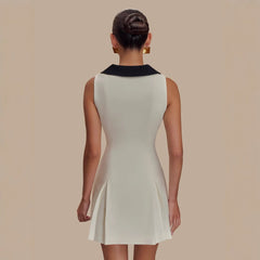 Metal buckle sleeveless temperament waist thin dress dress