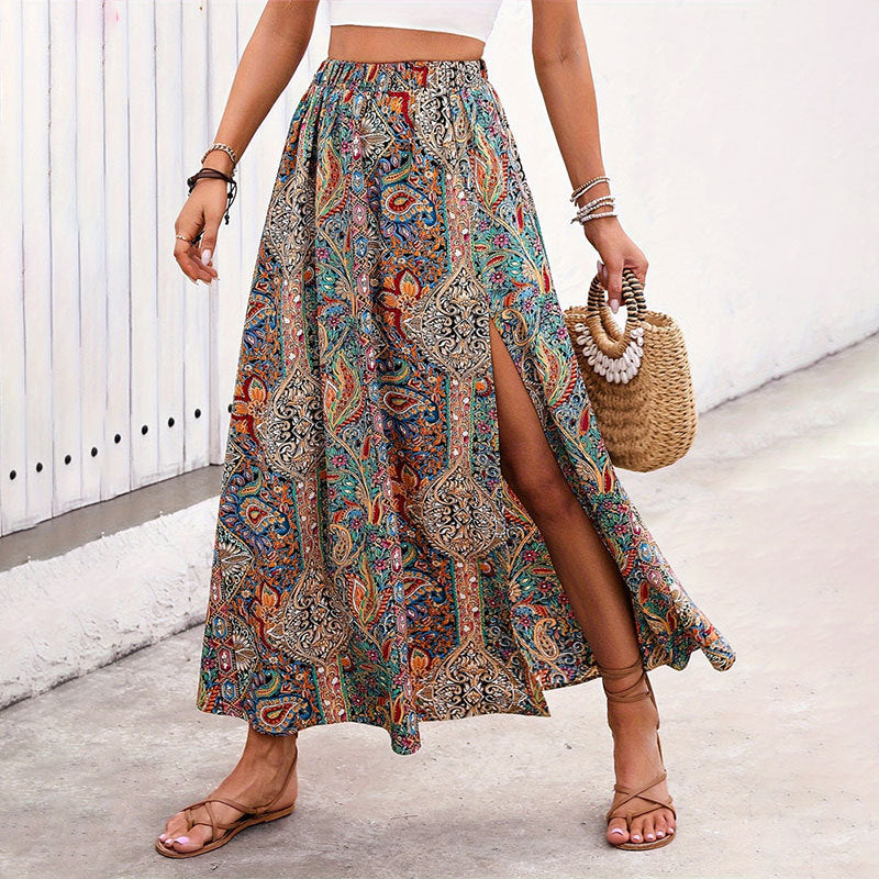 Personalized printed slit a skirt