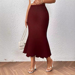 Knitted jacquard elastic hip-wrapped fishtail skirt skirt