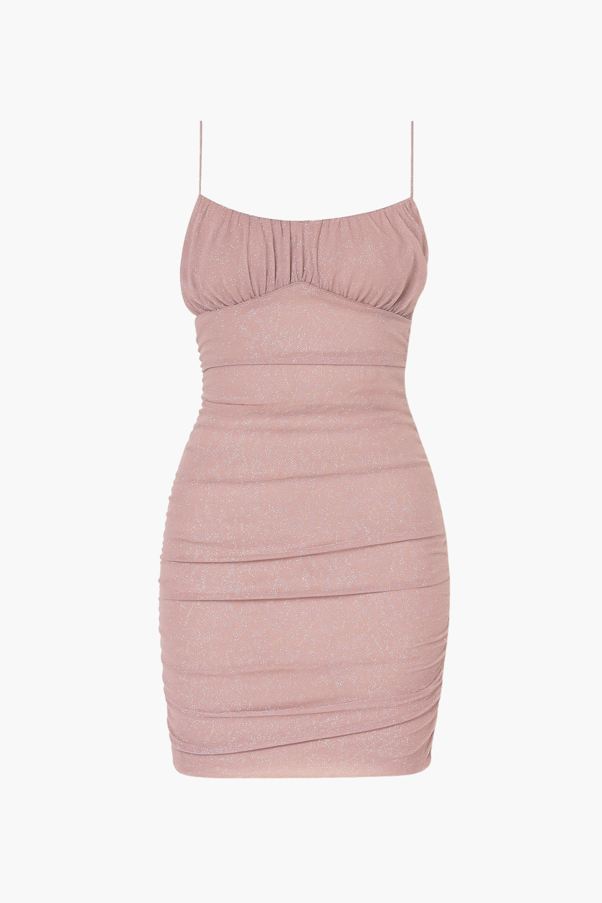 Cassie Shimmer Mesh Ruched Mini Dress