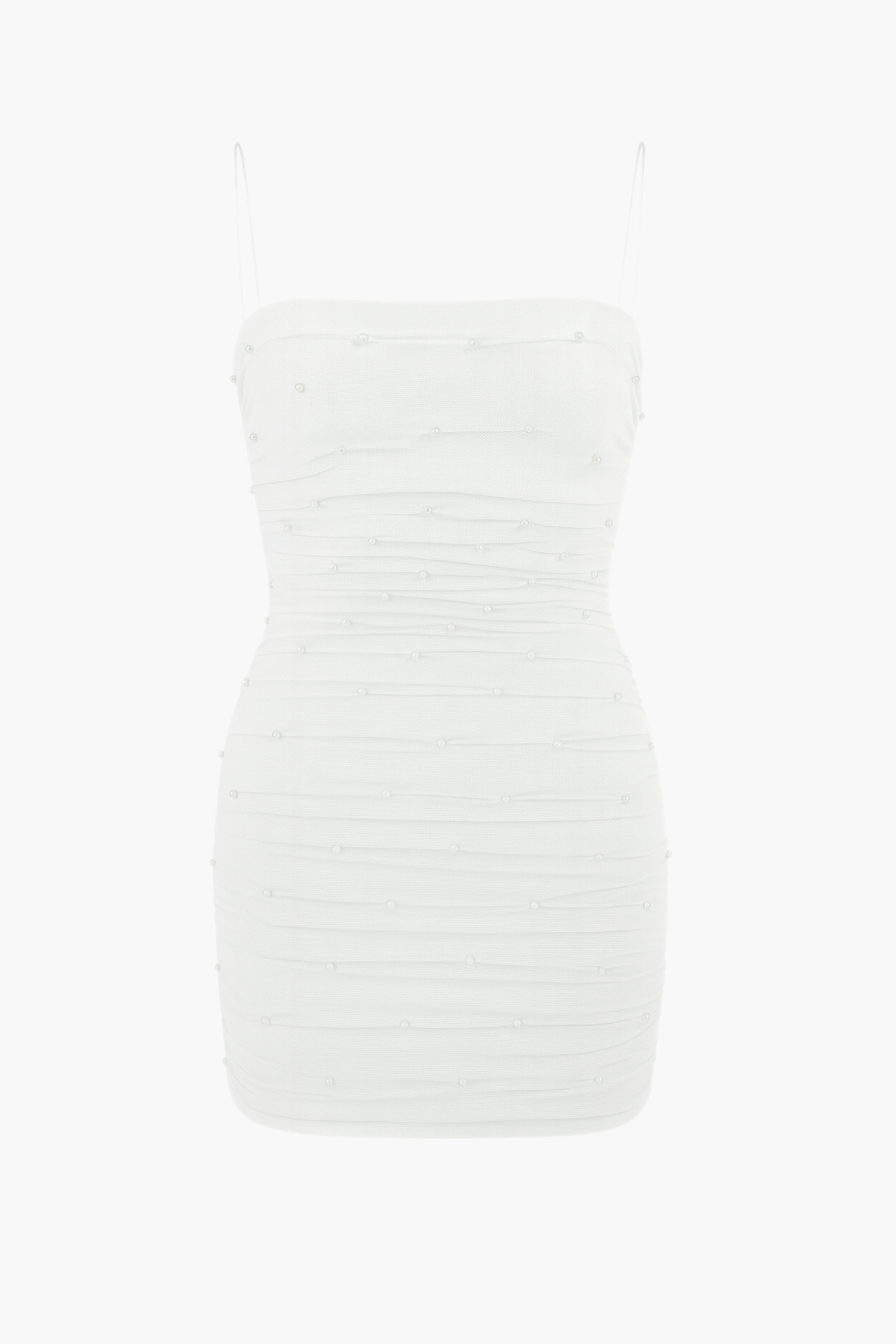 Noel Pearl Mesh Ruched Mini Dress