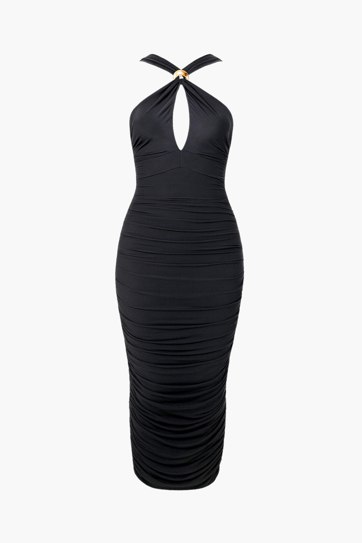 Liana Mesh Ruched Bodycon Midi Dress